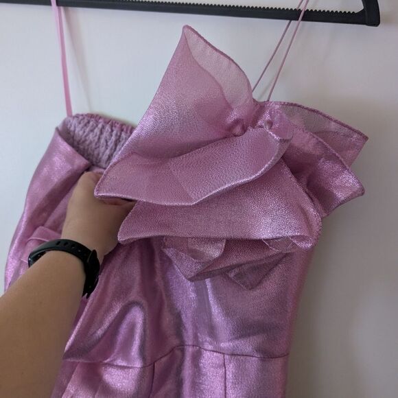 Anthropologie Hutch Corsage One Shoulder Sparkly Iridescent Romper Size 10 - Picture 4 of 8